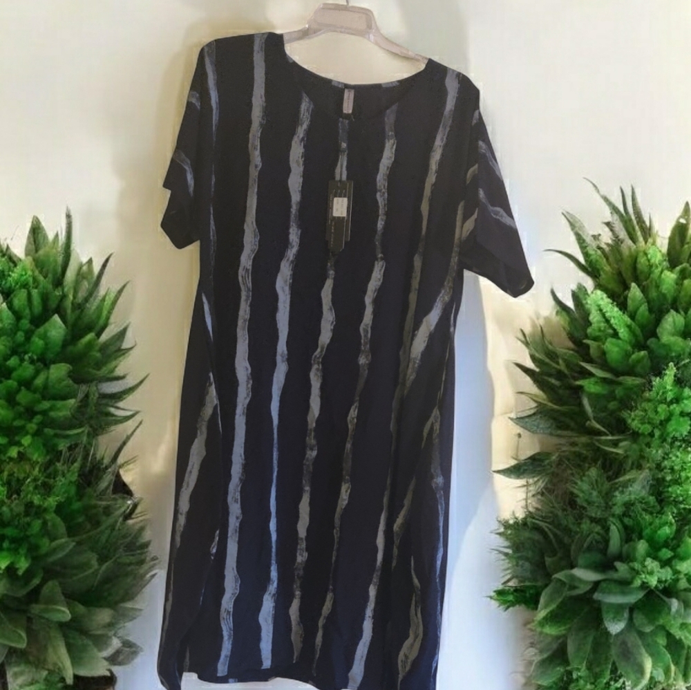 Miss Nikki XXL Black and Grey Stripes Dress NWT